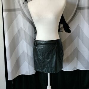 Leather look mini skirt